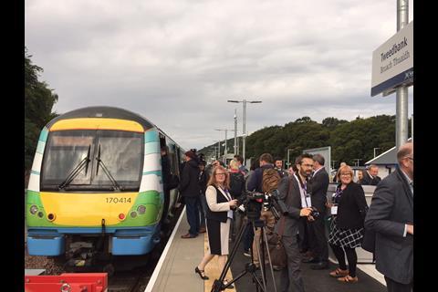 A special train conveyed the media and other guests to Tweedbank on September 4.